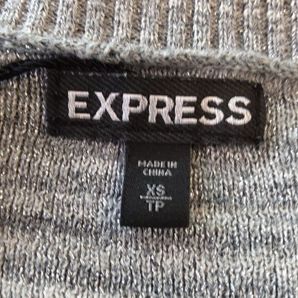 Express graystripe long sleeve v-neck sweater with silver metallic threading - Picture 9 of 9